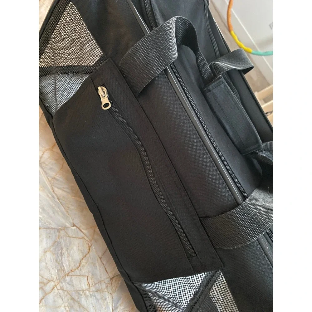 Black Soft Sided Pet Carrier Small Dog Cat Travel Bag with Mesh Windows Strap